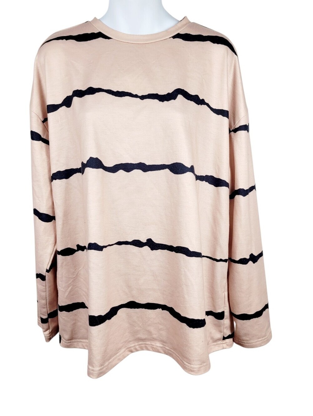 2/$20 Shein Nude & Black Stripe Sweatshirt Top Oversized Size: Large
